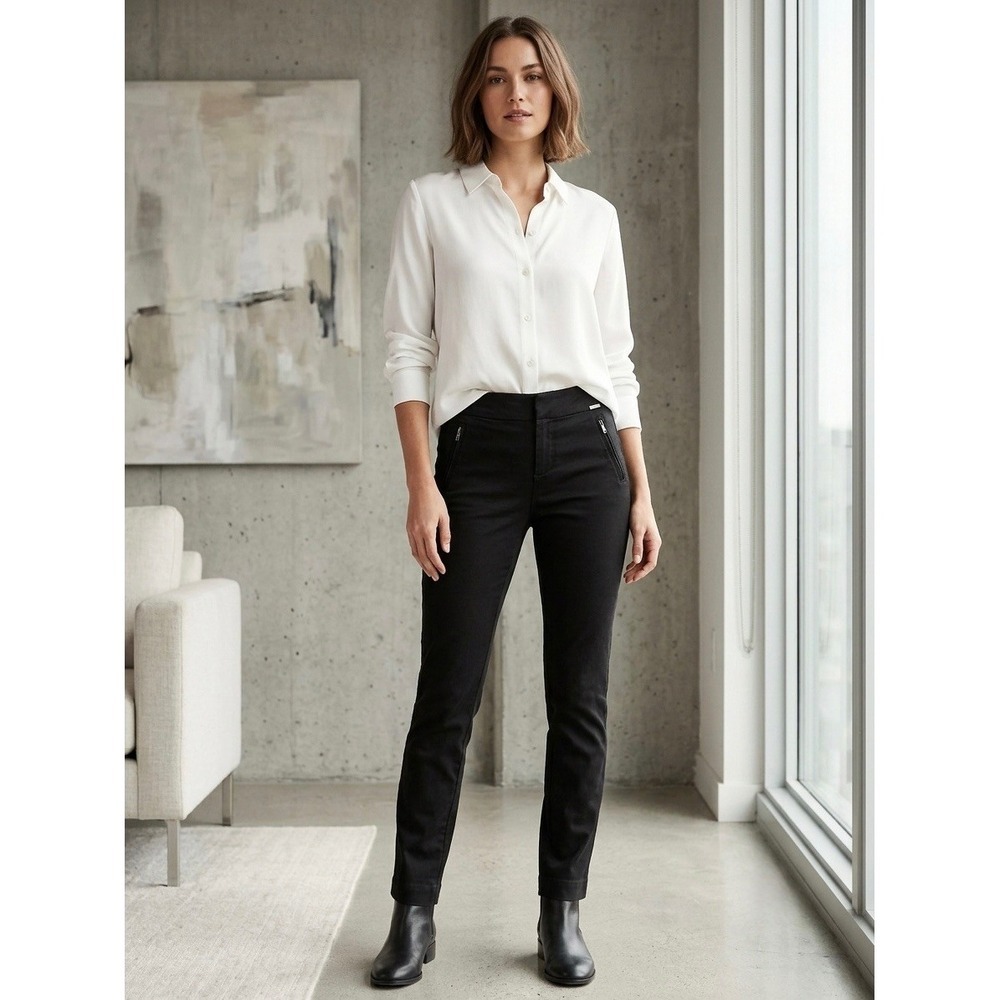 Banana Republic Martin Fit Black Stretch Straight Leg Dress Pants Womens 8S